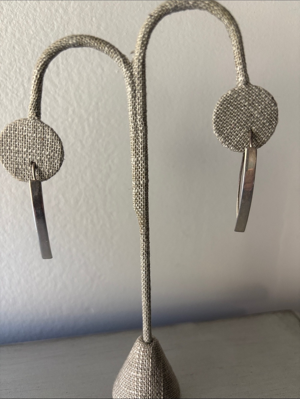Sterling Silver Curved Drop Minimalist Earrings